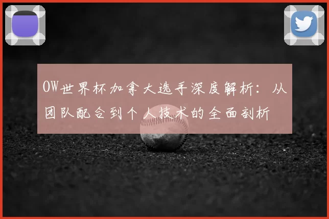 OW世界杯加拿大选手深度解析:从团队配合到个人技术的全面剖析